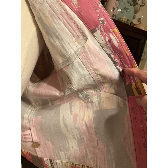 Ruby Rd Jacket 10P Brown Pink Camo Denim Button Coat Urban Chic Layer - Picture 9 of 16